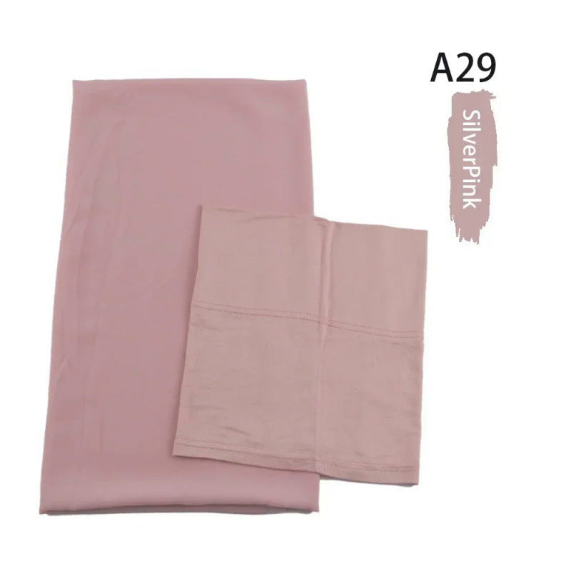 Same-color Chiffon Headscarf And Base Cap Set