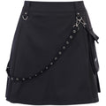 InstaHot Black Pockets High Waist Skirts Strap Zipper Pleated Skirt Women Gothic Punk Streetwear Casual Cargo Skirt Fashion