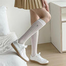 Calf Socks Summer Thin Korean Version Mesh Breathable Embroidered Bow Summer Mid To Long Tube Socks