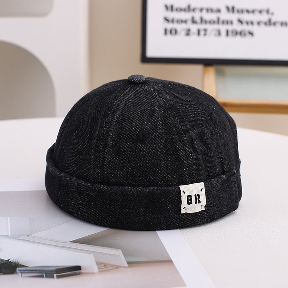 Solid-color GB Adjustable Fashion Trend Casual Style Round-brimmed Without-visor Cowboy Hat Suitable For Outdoor Travel, Mountain Climbing, Photography And Shopping.