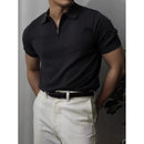 Men's Summer Short-Sleeve Simple Solid-Color Slim-Fit Knit Shirt