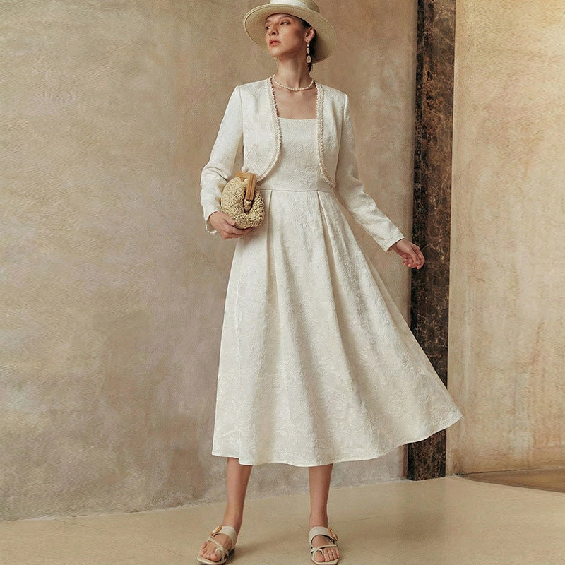 Womens Lounge Wear Jacket Vest And Dress Set