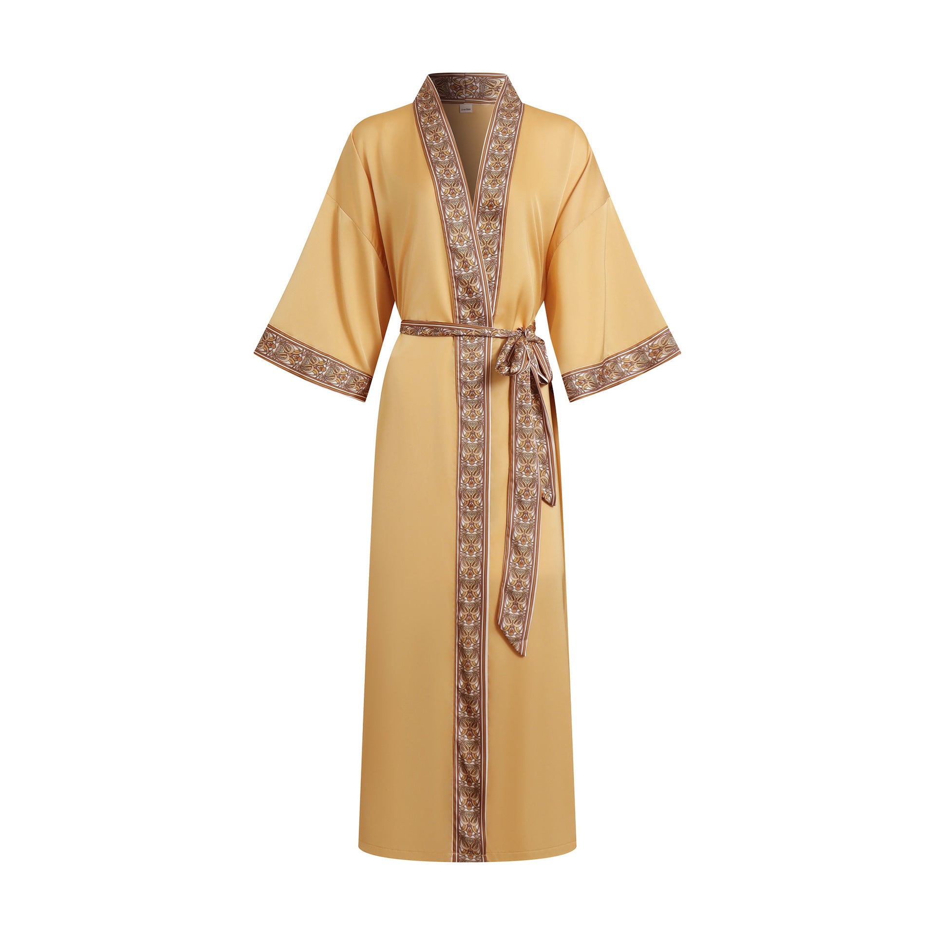 Solid-color Lace-trimmed Robe Lounge Wear Robed