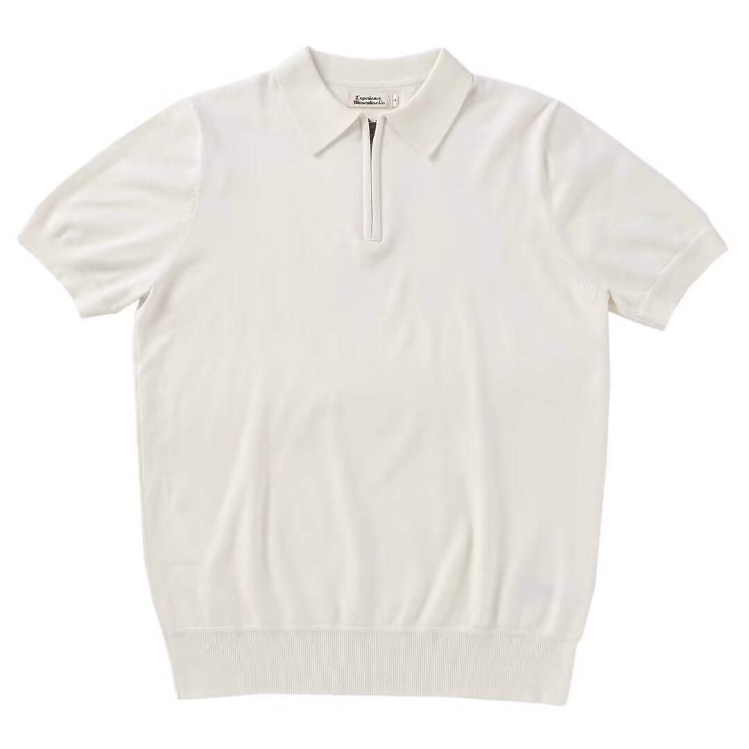 Men's Summer Short-Sleeve Simple Solid-Color Slim-Fit Knit Shirt