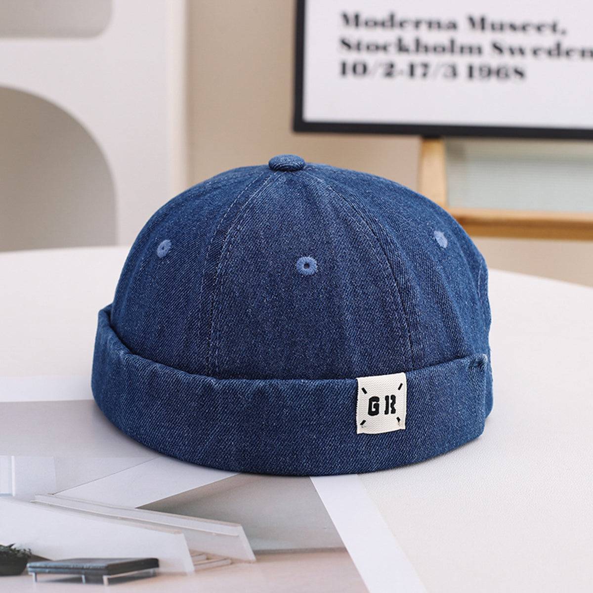 Solid-color GB Adjustable Fashion Trend Casual Style Round-brimmed Without-visor Cowboy Hat Suitable For Outdoor Travel, Mountain Climbing, Photography And Shopping.