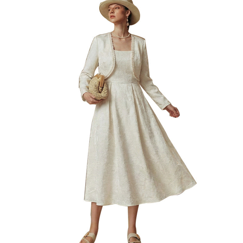 Womens Lounge Wear Jacket Vest And Dress Set