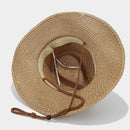 New Womens Panama Straw Weaved Sequin Windproof Sun Hat