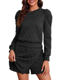Fisoew Women's 2 Piece Lounge Wear Set Long Sleeve Argyle Sweatshirts And Wrap Skorts Casual Sets