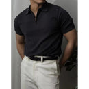 Men's Summer Short-Sleeve Simple Solid-Color Slim-Fit Knit Shirt